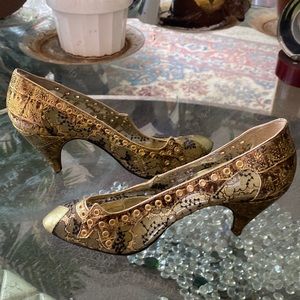 El vaquero Italian leather and mesh heels size 34